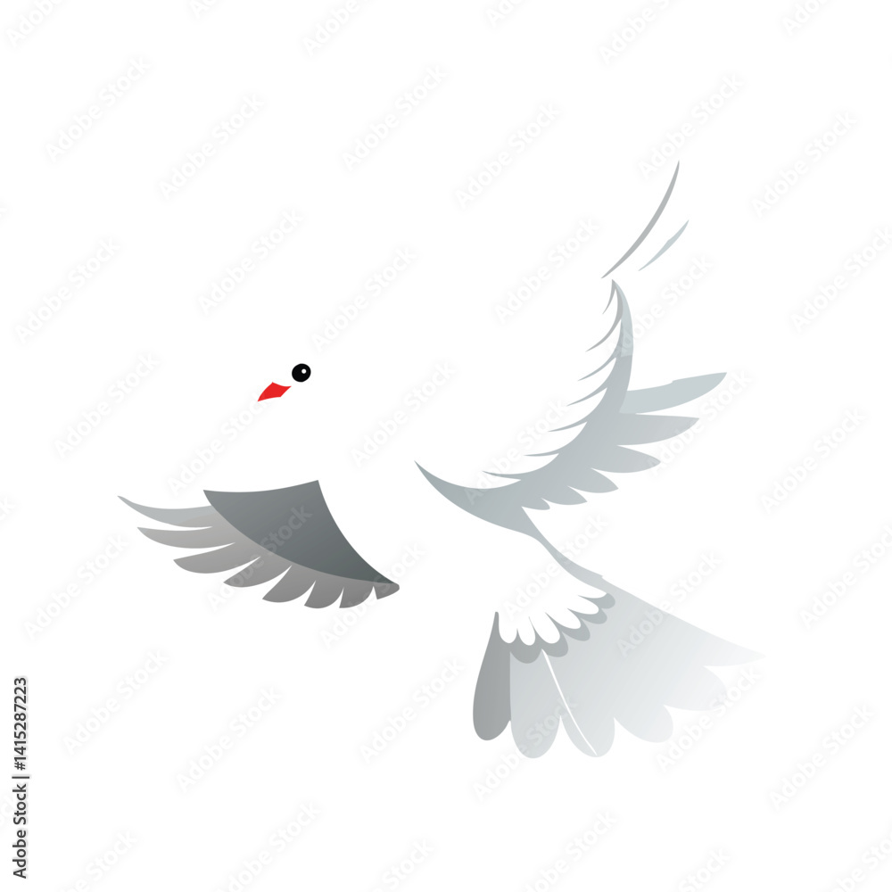 Obraz premium White pigeon flying with white background