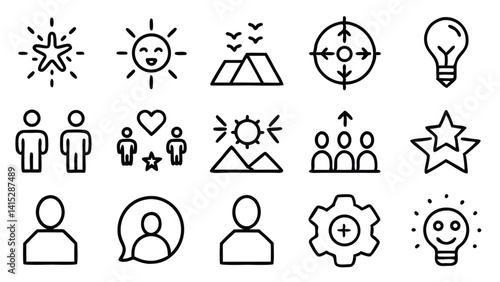 A black vector set features religious icons and symbols, a design illustration for web concepts