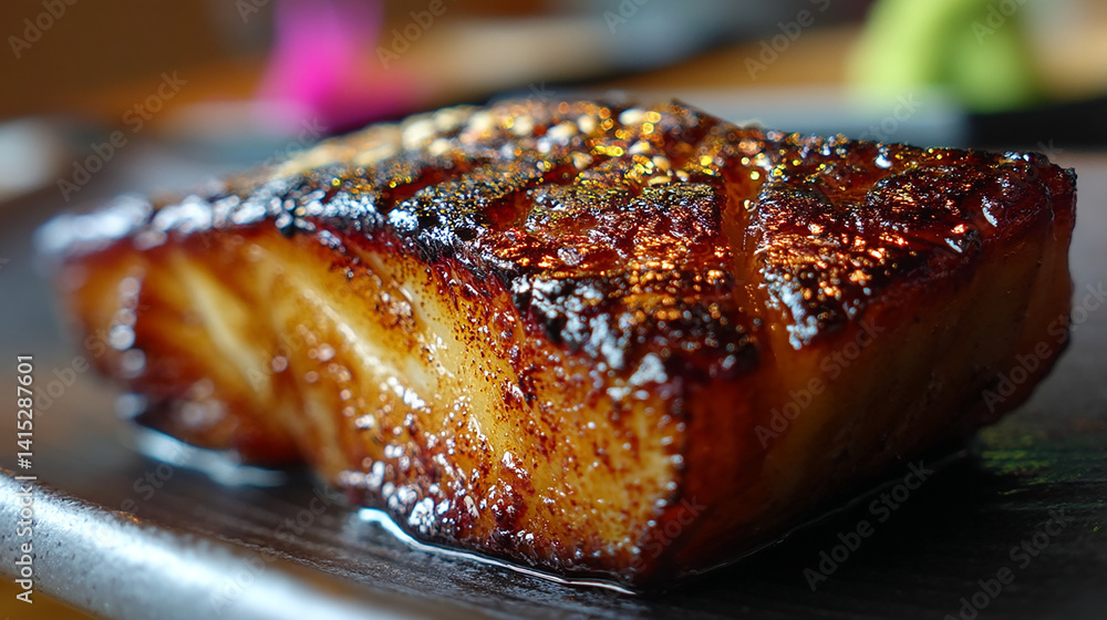 Gindara black cod miso-marinated grilled close-up gl