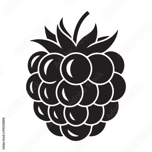 Raspberry Vector Black silhouettes icon illustration. Flat berry sweet healthy organic fruit raspberry blackberry. with white background