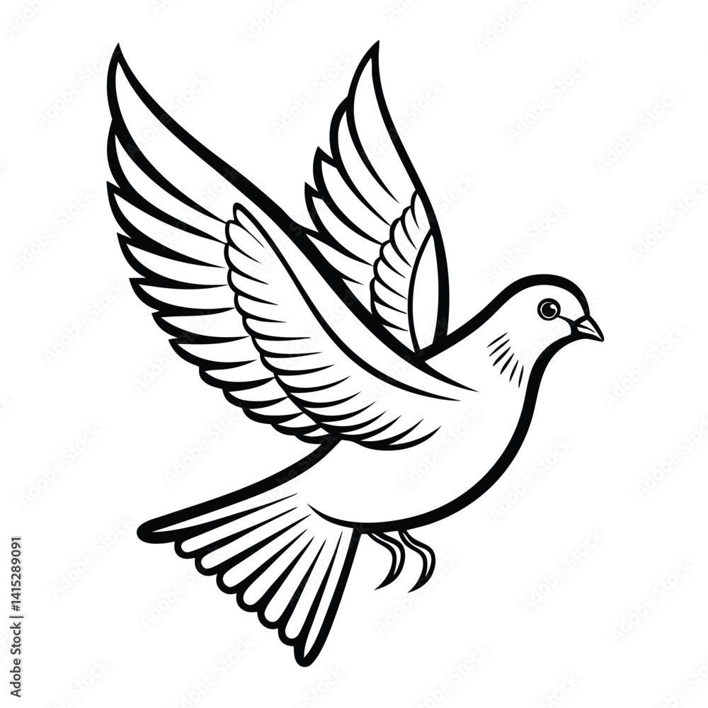 Obraz premium Line art pigeon flying vactor