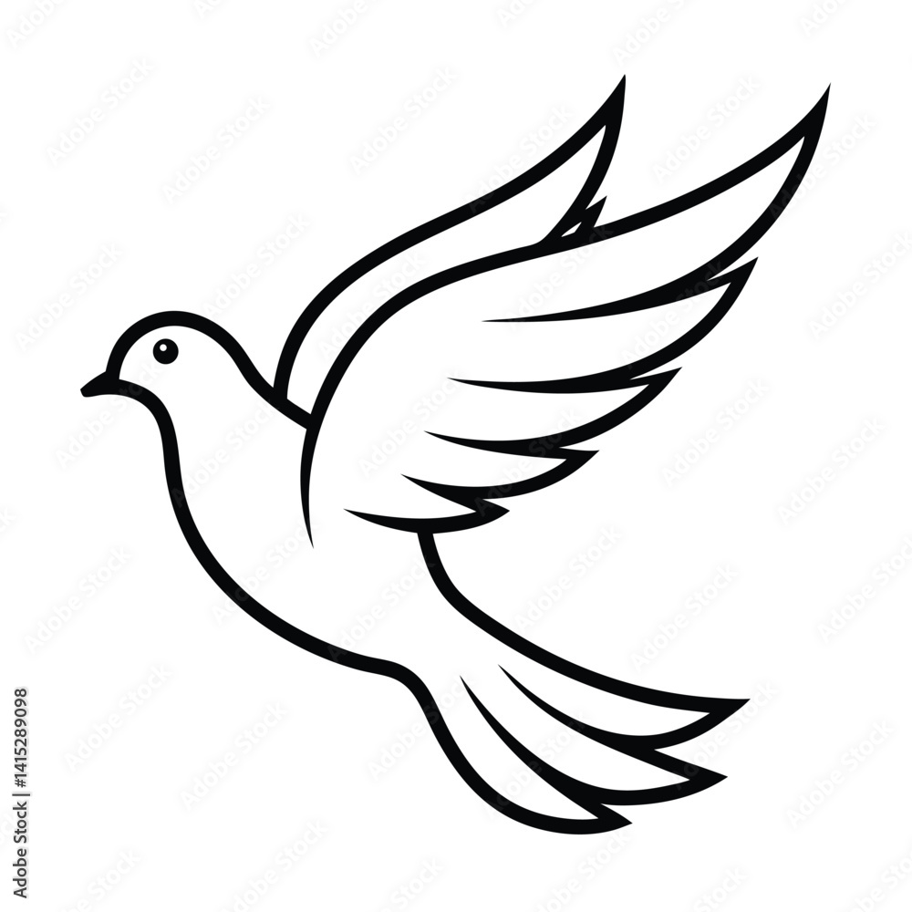 Fototapeta premium Line art pigeon flying vactor