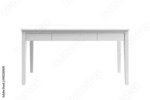 Stylish white writing desk perfect for home office or study featuring clean lines simple design and one drawer for storage against a on transparent background