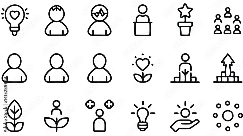 Fototapeta premium Set of business people silhouettes, a vector icon illustration of a team in an office meeting