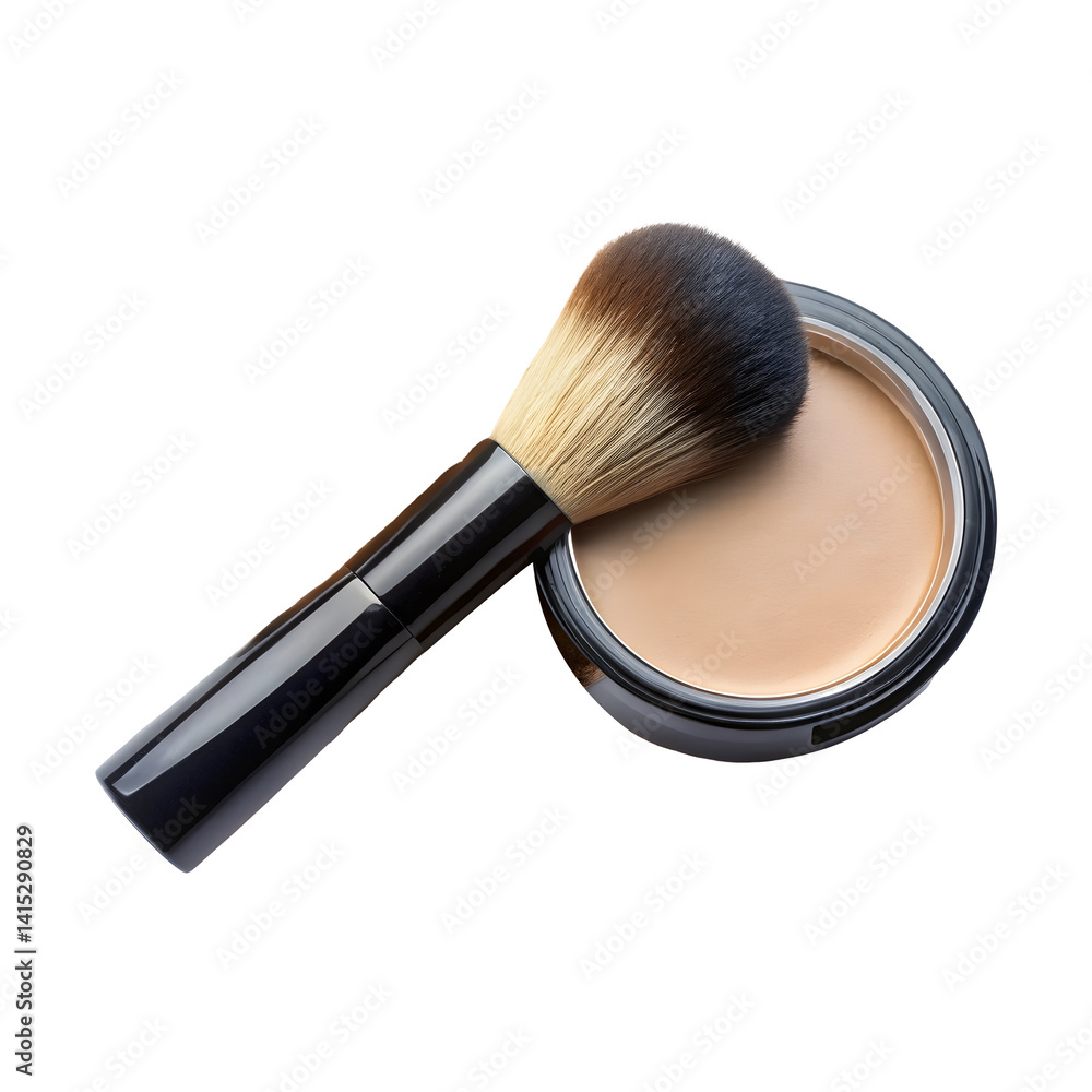 Face powder with brush on a transparent background Face powder with brush on a transparent background