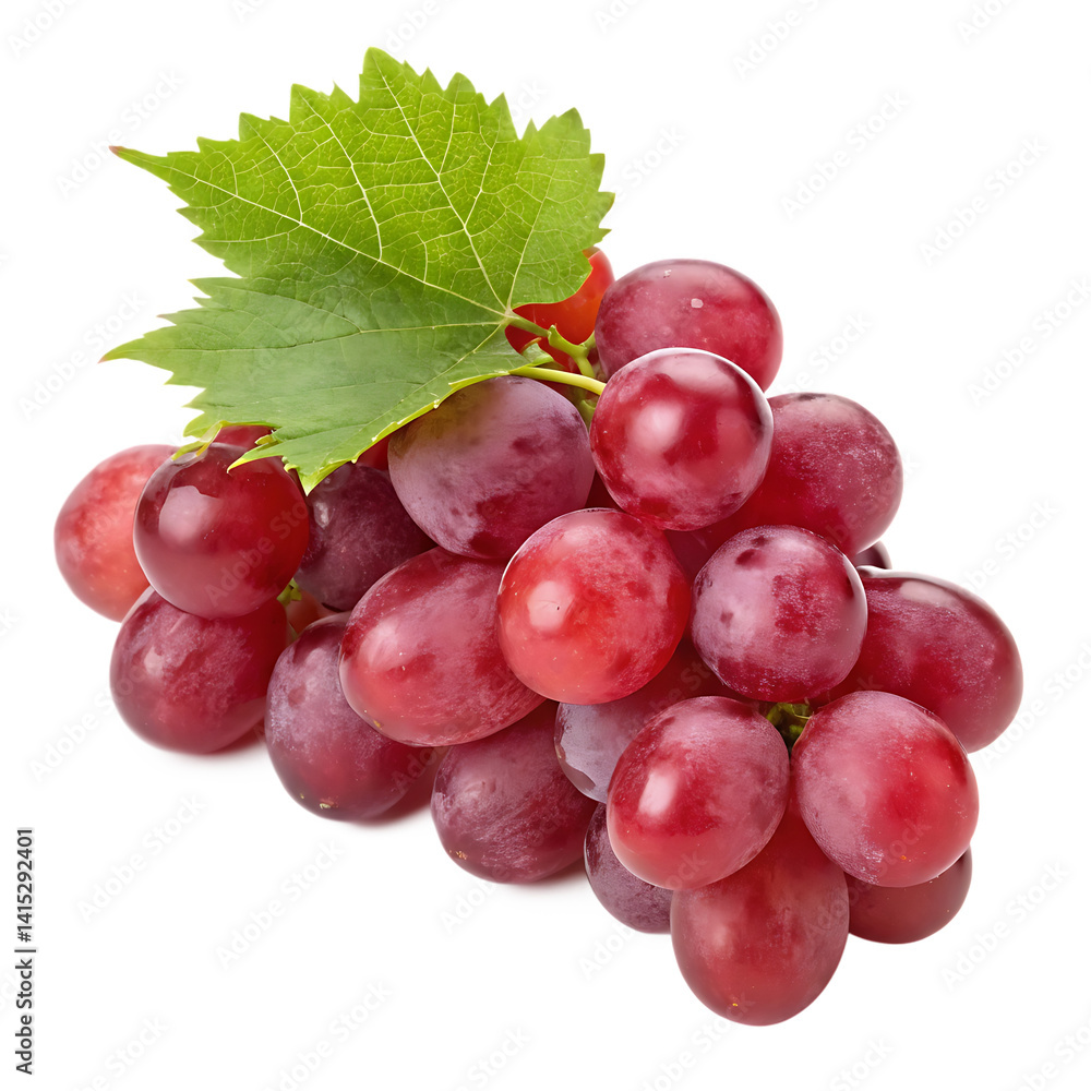 Fresh red grapes with green leaf Fresh red grapes with green leaf