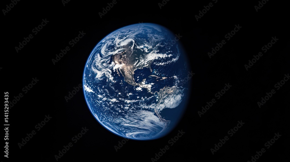 Earth seen from space, showcasing the continents and clouds. Stock photo for educational, science, or astronomy use Earth seen from space, showcasing the continents and clouds. Stock photo for educational, science, or astronomy use