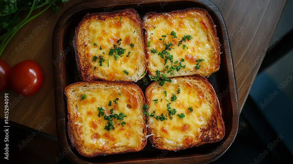 Golden cheese toast with crispy edges