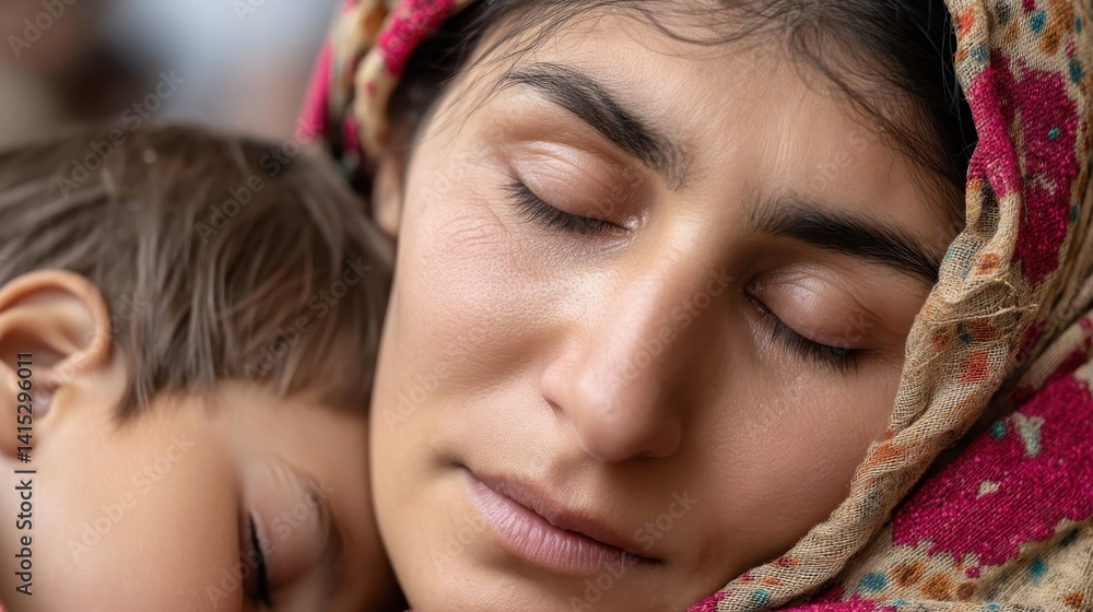 © MP-AI - Great depression concept. A serene moment between a mother and child, showcasing deep emotional connection. © MP-AI - Great depression concept. A serene moment between a mother and child, showcasing deep emotional connection.