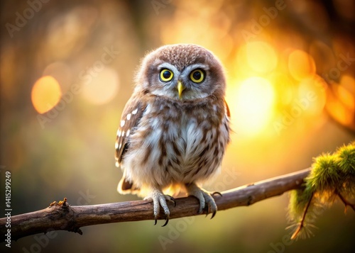 Adorable Baby Owl | Minimalist Photo of Kauz Jungtier | Cute Little Owl Portrait