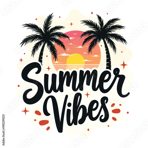 Typography summer with beech and sunset lover t-shirt design vector.