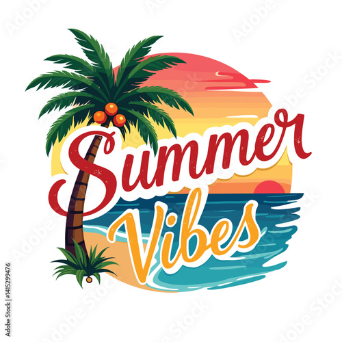 Typography summer with beech and sunset lover t-shirt design vector.