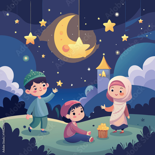 Children Enjoying a Night Under the Stars