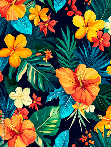 Trendy abstract print with floral and geometric elements. Suitable for social media posts, mobile apps, banner design and online advertising.