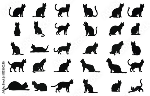 set of cats silhouettes