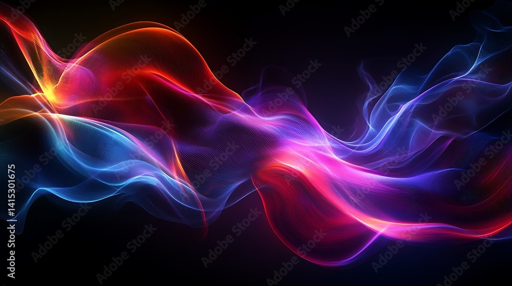 Vibrant Abstract Waves of Color, Vibrant abstract waves of color flowing against a dark background Vibrant Abstract Waves of Color, Vibrant abstract waves of color flowing against a dark background