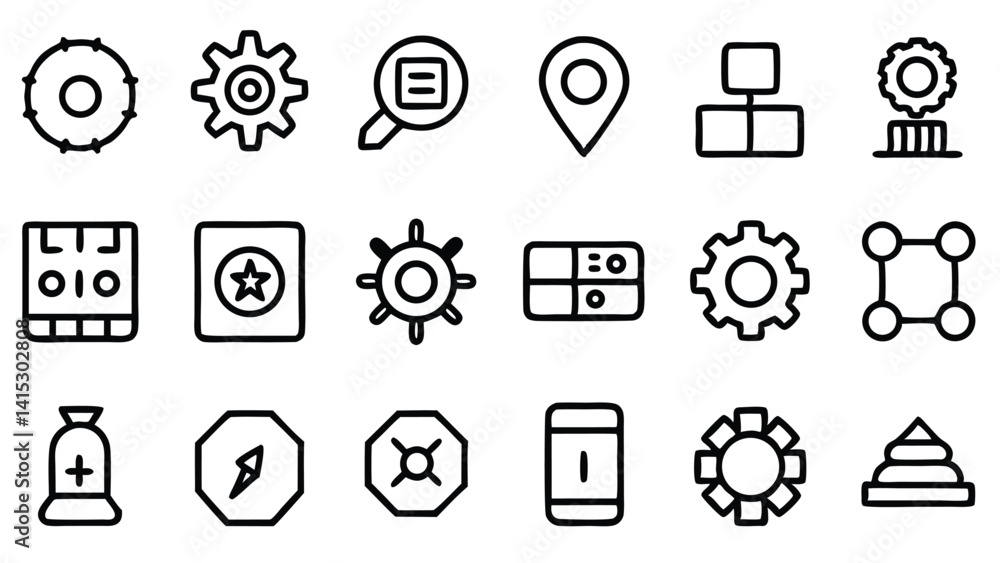 This image can be described as a vector set of black business icons for web design, featuring symbols for computer network, media, phone, people, communication, mail, and technology This image can be described as a vector set of black business icons for web design, featuring symbols for computer network, media, phone, people, communication, mail, and technology