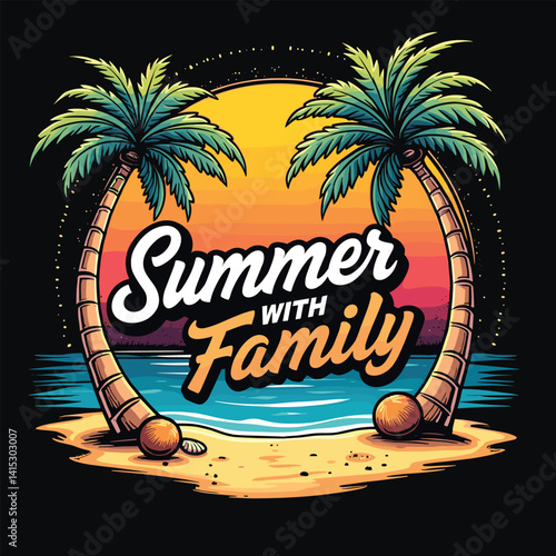 Typography summer with beech and sunset lover t-shirt design vector.