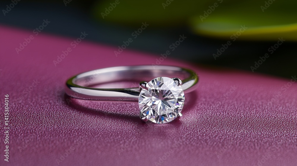 Close Up of a Sparkling Diamond Ring Being Gently Polished on a Vibrant Pink Surface Close Up of a Sparkling Diamond Ring Being Gently Polished on a Vibrant Pink Surface