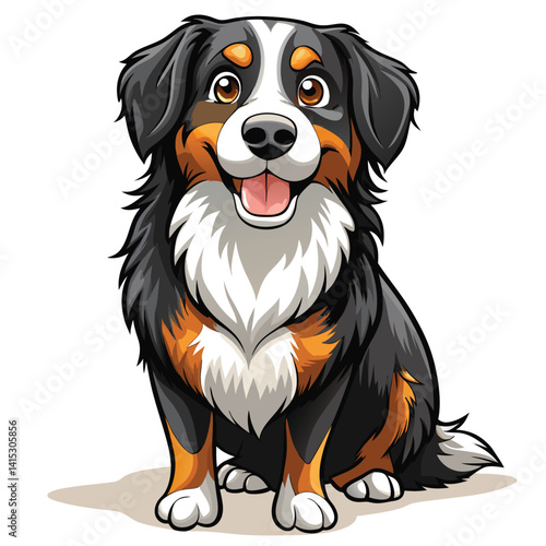 Cute bernese mountain dog on white background