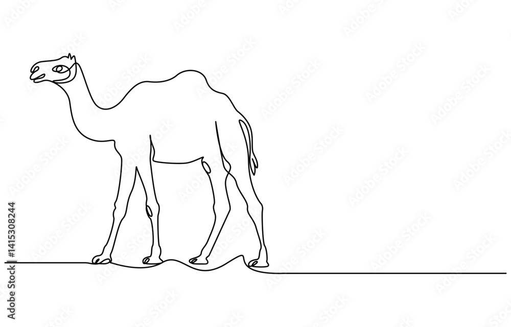 Fototapeta premium Eid ul adha concept camel Continuous one line art