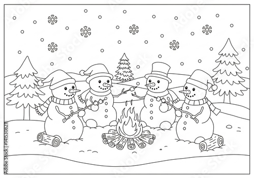 Children Playing in Snowy Winter Landscape