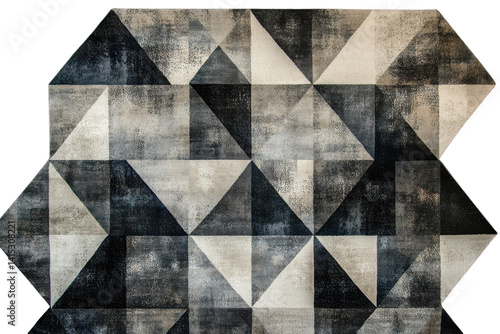Wallpaper Mural Geometric Abstract Rug Modern Black and Beige Triangular Pattern Area Rug in Distressed Vintage Style with a Textured Sophisticated on transparent background Torontodigital.ca