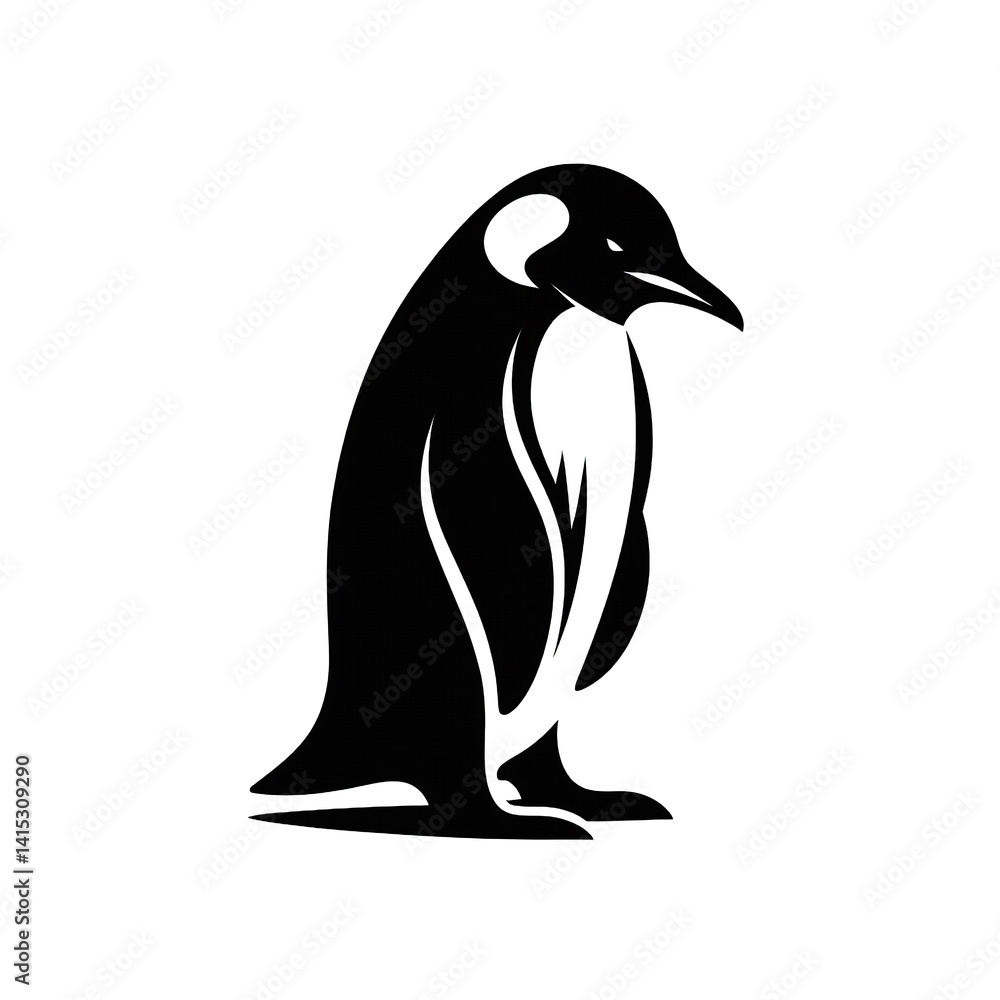 Obraz premium illustration silhouette penguin on white background