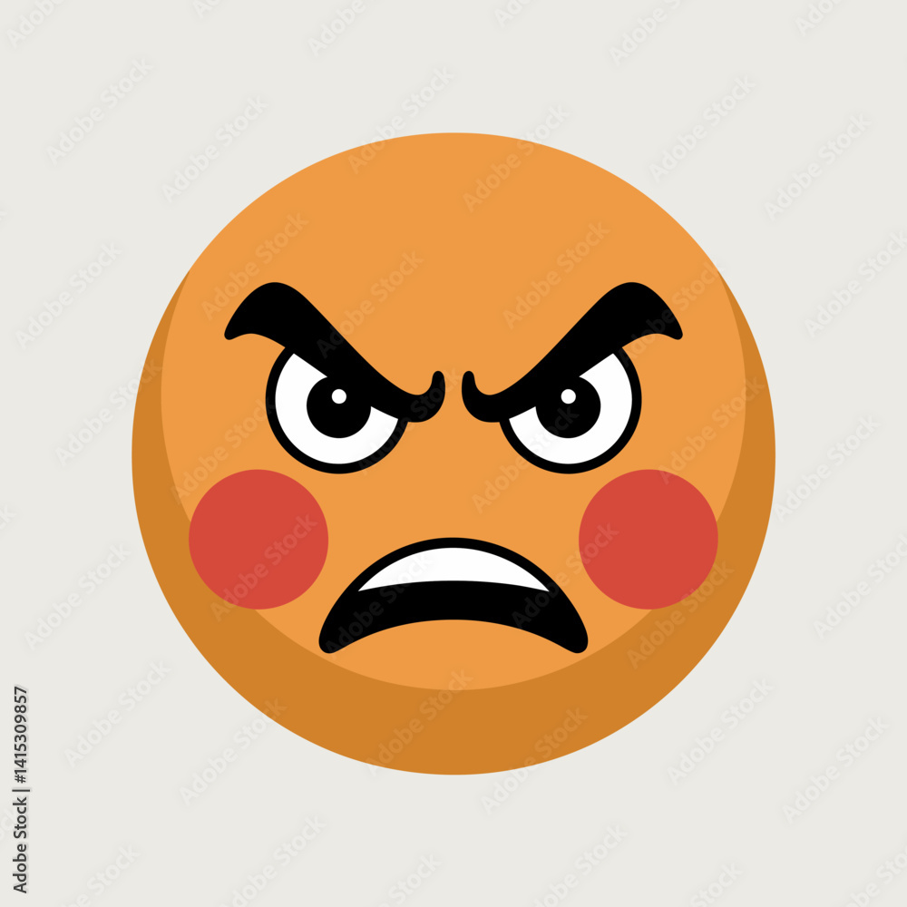 Angry Emoji: Frustrated Face with Frowning Eyebrows and Red Cheeks Angry Emoji: Frustrated Face with Frowning Eyebrows and Red Cheeks