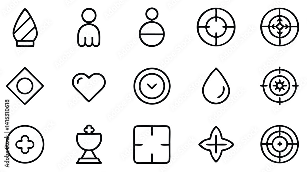 A black set of vector icons illustrates business, people, web design, internet search, music, heart, communication, social media, and computer concepts as symbols and signs A black set of vector icons illustrates business, people, web design, internet search, music, heart, communication, social media, and computer concepts as symbols and signs