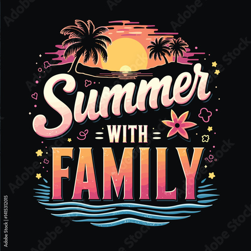 Typography summer with beech and sunset lover t-shirt design vector.