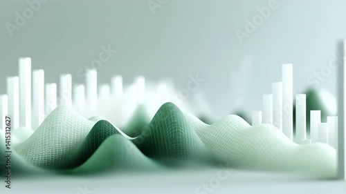 Economic Data Visualization with Abstract Chart Design in Green Peaks