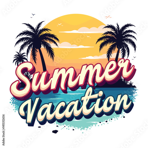 Typography summer with beech and sunset lover t-shirt design vector.
