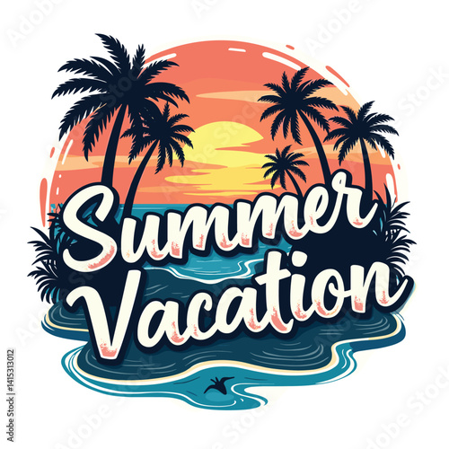 Typography summer with beech and sunset lover t-shirt design vector.