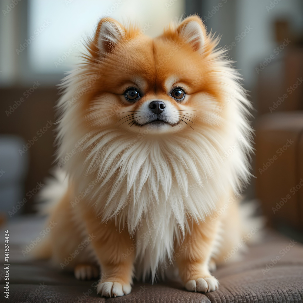 Adorable Dog Sitting Calmly Indoors Looking Forward Adorable Dog Sitting Calmly Indoors Looking Forward