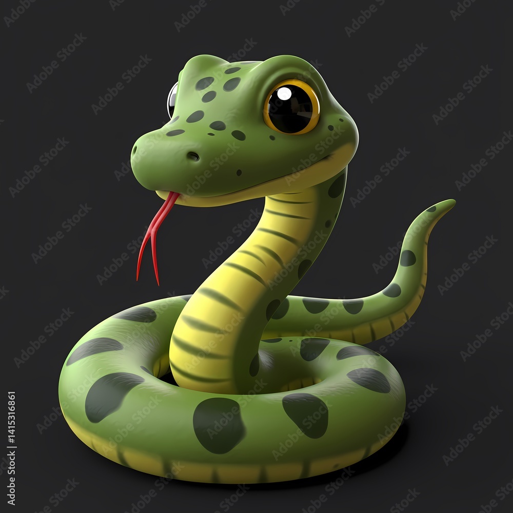 Fototapeta premium green snake on white background