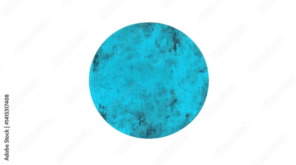 Textured Turquoise Circle with Artistic Marbled Patterns