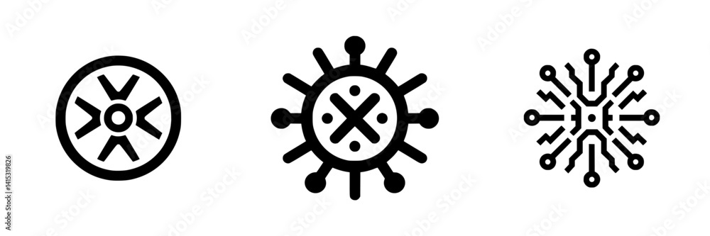 Vector illustration icons showing abstract designs with circular and geometric shapes suitable for modern graphic projects Vector illustration icons showing abstract designs with circular and geometric shapes suitable for modern graphic projects