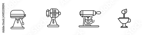 Variety of kitchen mixers in vector style showcasing designs for cooking enthusiasts looking to enhance their culinary skills