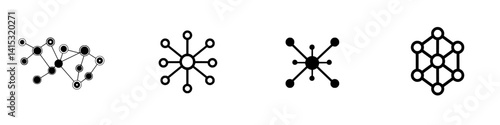 Vector illustration icons depicting abstract network structures and interconnected nodes