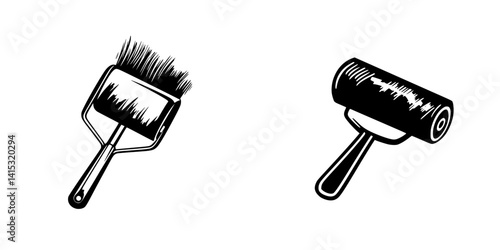 Vector illustration of paint rollers and tools for home improvement projects or DIY activities