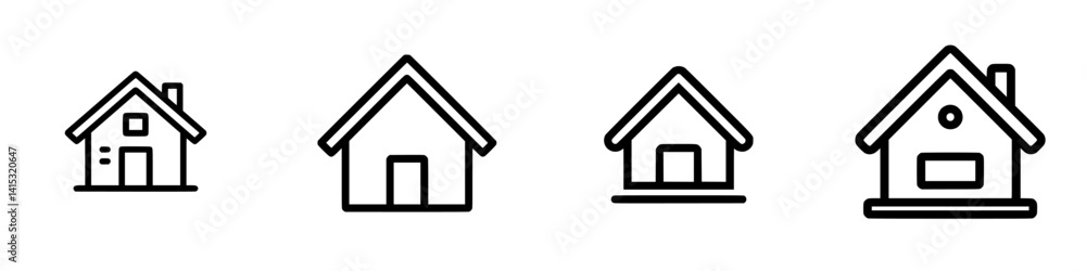 Vector illustration icons showcasing various styles of houses for design and creative projects Vector illustration icons showcasing various styles of houses for design and creative projects