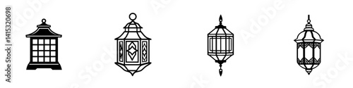 Vector illustration of decorative lanterns in various styles showcasing intricate designs and traditional craftsmanship