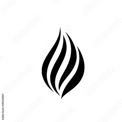 Black vector illustration of a stylized flame design suitable for various creative applications