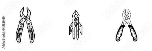 Vector illustration of multi-tools showing pliers and cutting tools for DIY and repair work