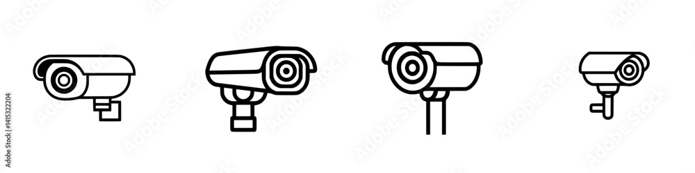 Vector illustration of surveillance cameras in various styles for security and monitoring applications Vector illustration of surveillance cameras in various styles for security and monitoring applications