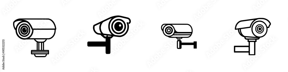 Vector illustration of security cameras in various designs for surveillance purposes Vector illustration of security cameras in various designs for surveillance purposes