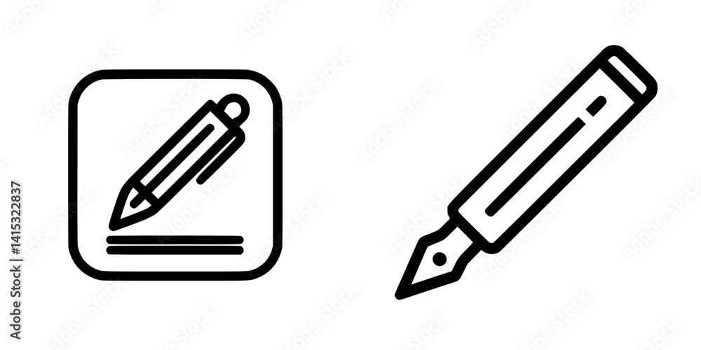 Vector illustration icon of a pen and writing tool in a minimalistic style suitable for design applications and digital media Vector illustration icon of a pen and writing tool in a minimalistic style suitable for design applications and digital media