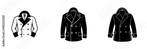 Vector illustration of stylish double-breasted coats in various designs suitable for winter fashion trends