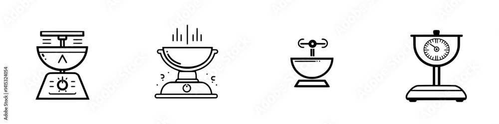 Vector illustrations of kitchen scale tools for baking and cooking use Vector illustrations of kitchen scale tools for baking and cooking use